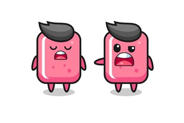 illustration of the argue between two cute bubble gum characters