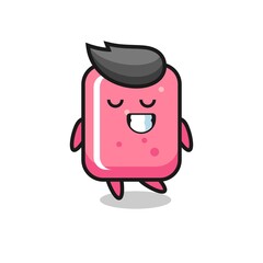 bubble gum cartoon illustration with a shy expression
