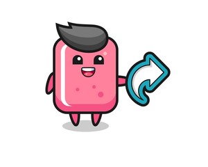 cute bubble gum hold social media share symbol