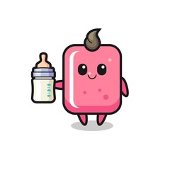 baby bubble gum cartoon character with milk bottle