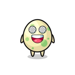 cute spotted egg character with hypnotized eyes