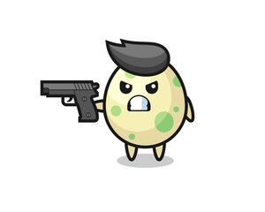 the cute spotted egg character shoot with a gun