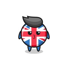 the bored expression of cute united kingdom flag badge characters