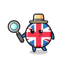 united kingdom flag badge detective character is analyzing a case
