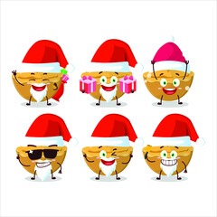 Santa Claus emoticons with pie cake cartoon character. Vector illustration
