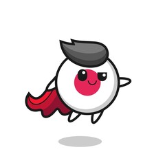 cute japan flag badge superhero character is flying
