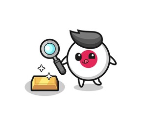 japan flag badge character is checking the authenticity of the gold bullion