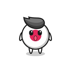 the amazed expression of the japan flag badge cartoon
