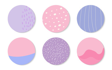 Abstract backgrounds icon set. Templates backdrop creative modern art. Hand drawn different shapes and textures. Contemporary doodle floral elements with spot, dot, lines. Isolated vector illustration