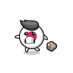 illustration of the japan flag badge running in fear