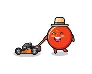 illustration of the china flag badge character using lawn mower