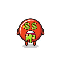 china flag badge character with an expression of crazy about money