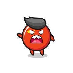 cute china flag badge cartoon in a very angry pose