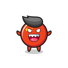 illustration of evil china flag badge mascot character