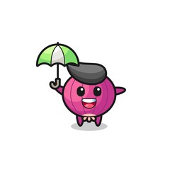 cute onion illustration holding an umbrella