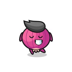 onion cartoon illustration with a shy expression