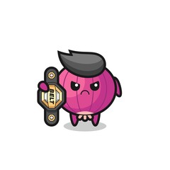 onion mascot character as a MMA fighter with the champion belt