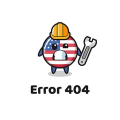 error 404 with the cute united states flag badge mascot