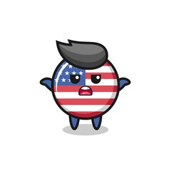 united states flag badge mascot character saying I do not know