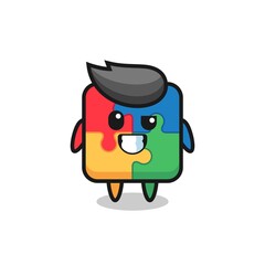 cute puzzle mascot with an optimistic face