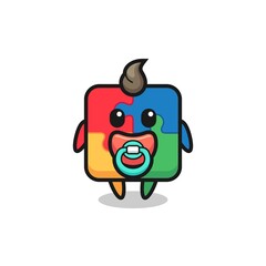 baby puzzle cartoon character with pacifier