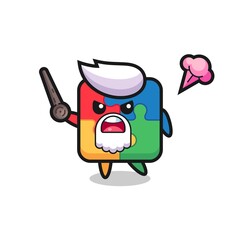 cute puzzle grandpa is getting angry