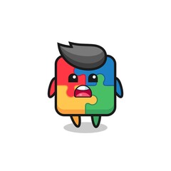 Obraz premium puzzle illustration with apologizing expression, saying I am sorry