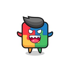 illustration of evil puzzle mascot character