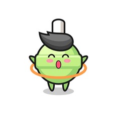cute lollipop cartoon is playing hula hoop