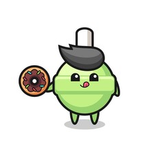 illustration of an lollipop character eating a doughnut