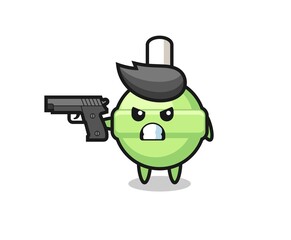 Fototapeta premium the cute lollipop character shoot with a gun