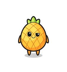 pineapple cartoon with an arrogant expression