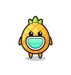 cute pineapple cartoon wearing a mask