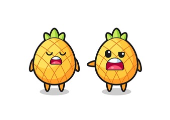 illustration of the argue between two cute pineapple characters