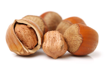 hazelnuts isolated on white background