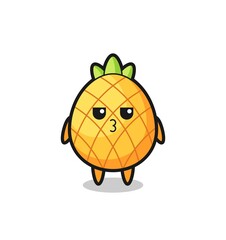 the bored expression of cute pineapple characters