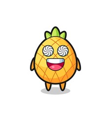 cute pineapple character with hypnotized eyes