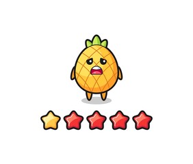 the illustration of customer bad rating, pineapple cute character with 1 star