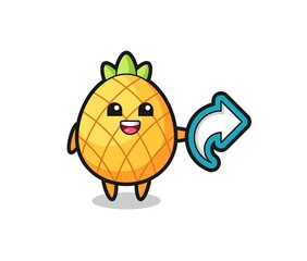 cute pineapple hold social media share symbol