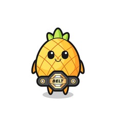 the MMA fighter pineapple mascot with a belt