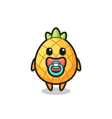 baby pineapple cartoon character with pacifier