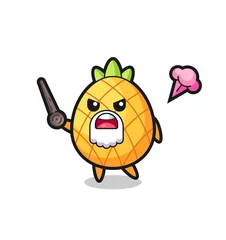 Fotobehang cute pineapple grandpa is getting angry © heriyusuf