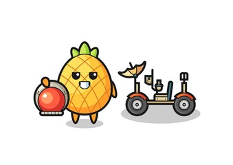 the cute pineapple as astronaut with a lunar rover