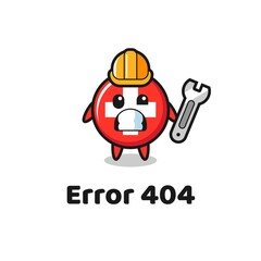 error 404 with the cute switzerland flag badge mascot