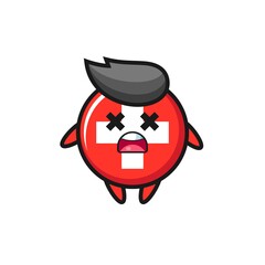 the dead switzerland flag badge mascot character