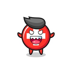 illustration of evil switzerland flag badge mascot character