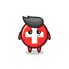 Obraz premium the lazy gesture of switzerland flag badge cartoon character