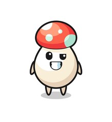 cute mushroom mascot with an optimistic face