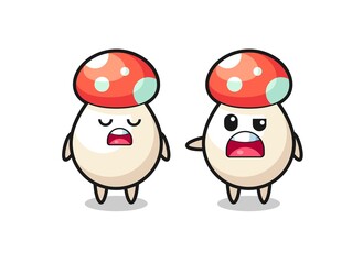 illustration of the argue between two cute mushroom characters