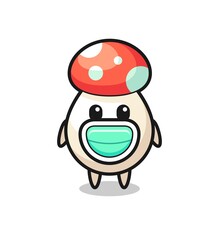 cute mushroom cartoon wearing a mask